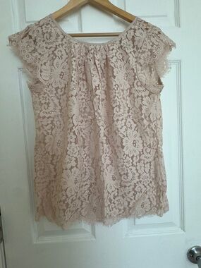 Joie Dusty Blush Lace Cap Sleeve Top
